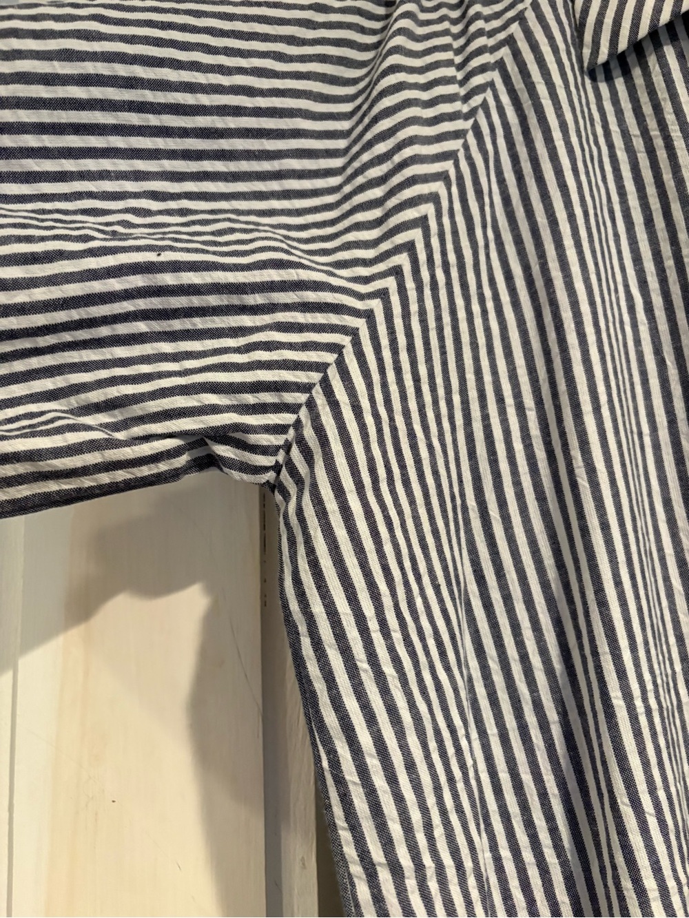 Vermont Country Store Seersucker Tiered Maxi Shirt Dress Striped Coastal Grandma - Picture 5 of 12